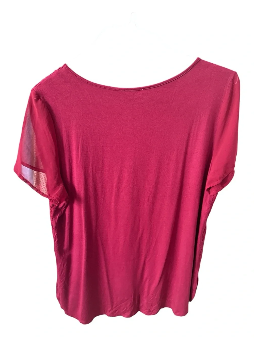 Ricki's Raspberry Lace Front Short Sleeve Top - Picture 5 of 7